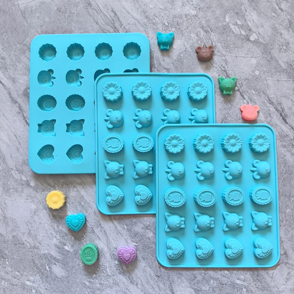 1 stampo in silicone a forma di cuore, topo, corona a 20 cavità, utilizzato per cioccolato, dessert, caramelle, stampi da forno antiaderenti fai-da-te