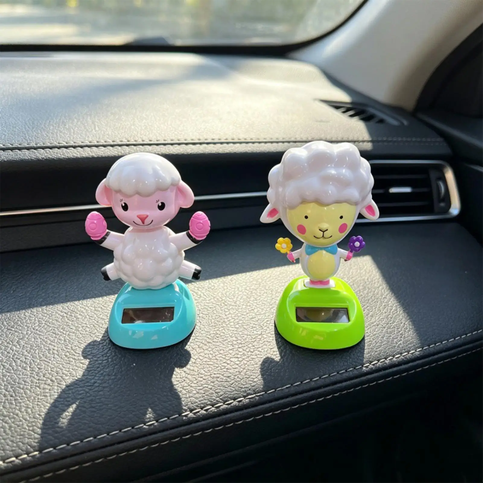 Solar Dancing Toy Cute Sheep Design Shaking Figure Doll Car Dash Decorations for Automotive Office Desk Party Favors Home Decor