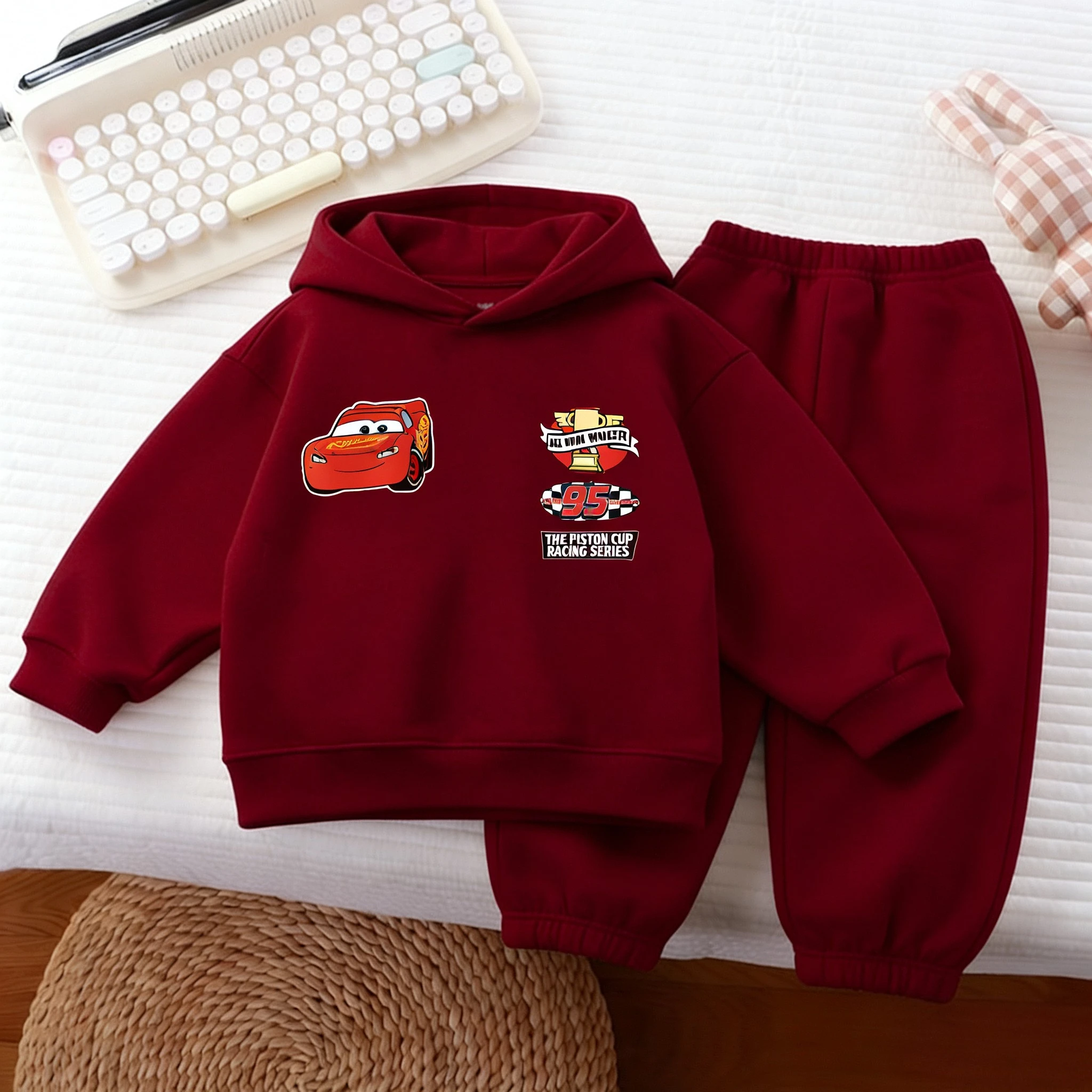 Disney Children Hoodies Suit Spring Autumn Clothing Long Sleeved Hooded Sweatshirts Set Kids Costume Casual Cartoon Car Outfits