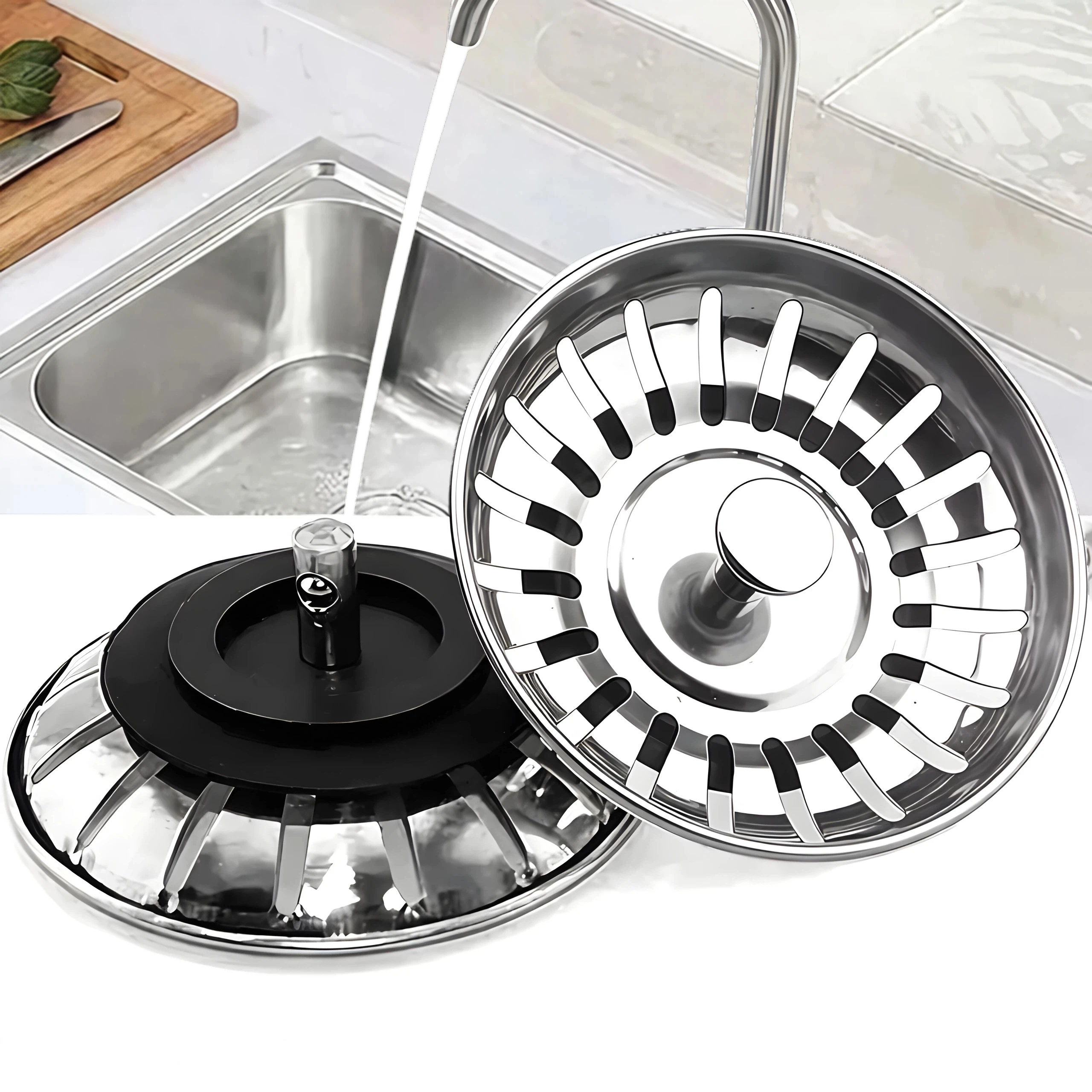 2 Pieces of Stainless Steel Kitchen Sink Filter Drain Plug, Sink Wastewater Plug Filter, anti Clogging Floor Drain Accessories