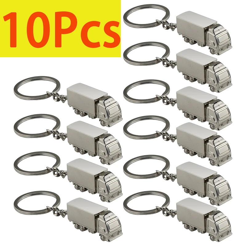 

10 Pcs Mini Metal Truck Keychains Lorry Key Ring for Car Keyfob Gift For Women Men