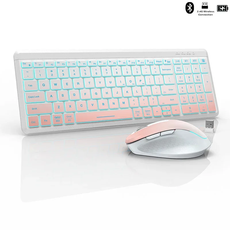 

Wireless Keyboard and Mouse Combo 2.4G Dual Mode Rechargeable Bluetooth Wireless Keyboard Mouse set