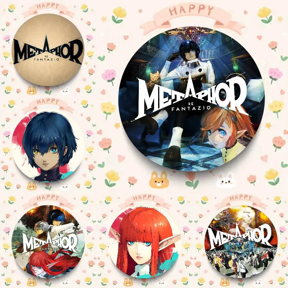 Game Metaphor ReFantazio Oft Button Pin Creativity Manga Round Badge Cartoon Brooches For Bag Jacket Collar Decor Jewelry Gift