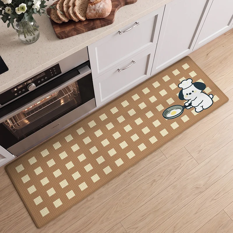 Anti Fatigue Kitchen Runner Rug, Cartoon PU Leather Long Mat, Oil Proof Waterproof Non Slip Floor Pad, No Wash Dirt Resistant