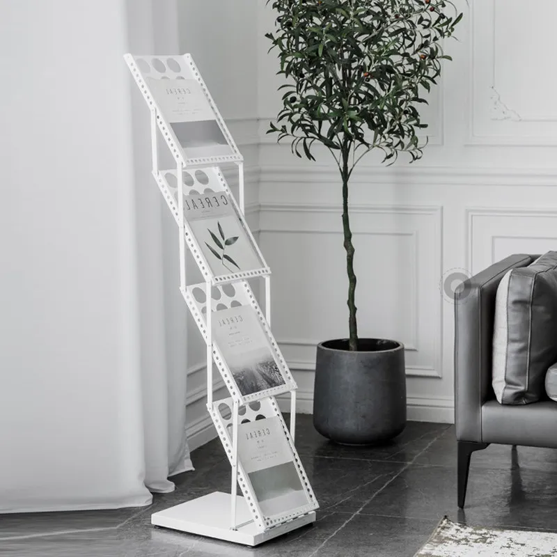 Metal Exhibition Folding Advertising Newspaper Data Rack Magazine Storage Book Rack Metal Iron Floor Publicity Storage