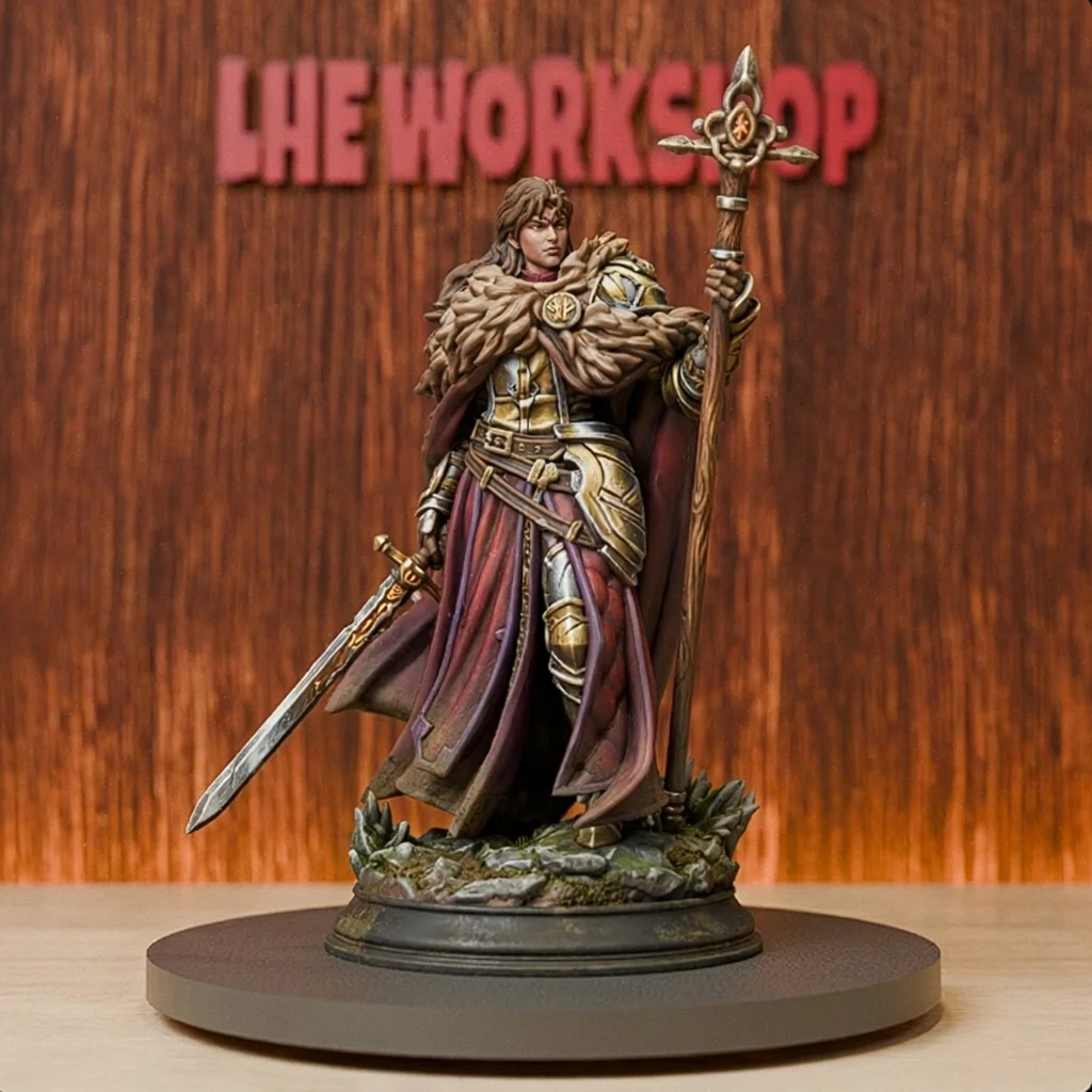 Human Female War Cleric with Sword Miniatures | 28mm-75mm | Resin 3D Printed DND Pathfinder Mini | Unpainted Grey