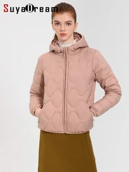 Cappotto da donna con cappuccio SuyaDream, imbottitura in piuma d'anatra bianca al 90%, design semplice, cappotto invernale con cerniera, capispalla caldi, autunno, 2024