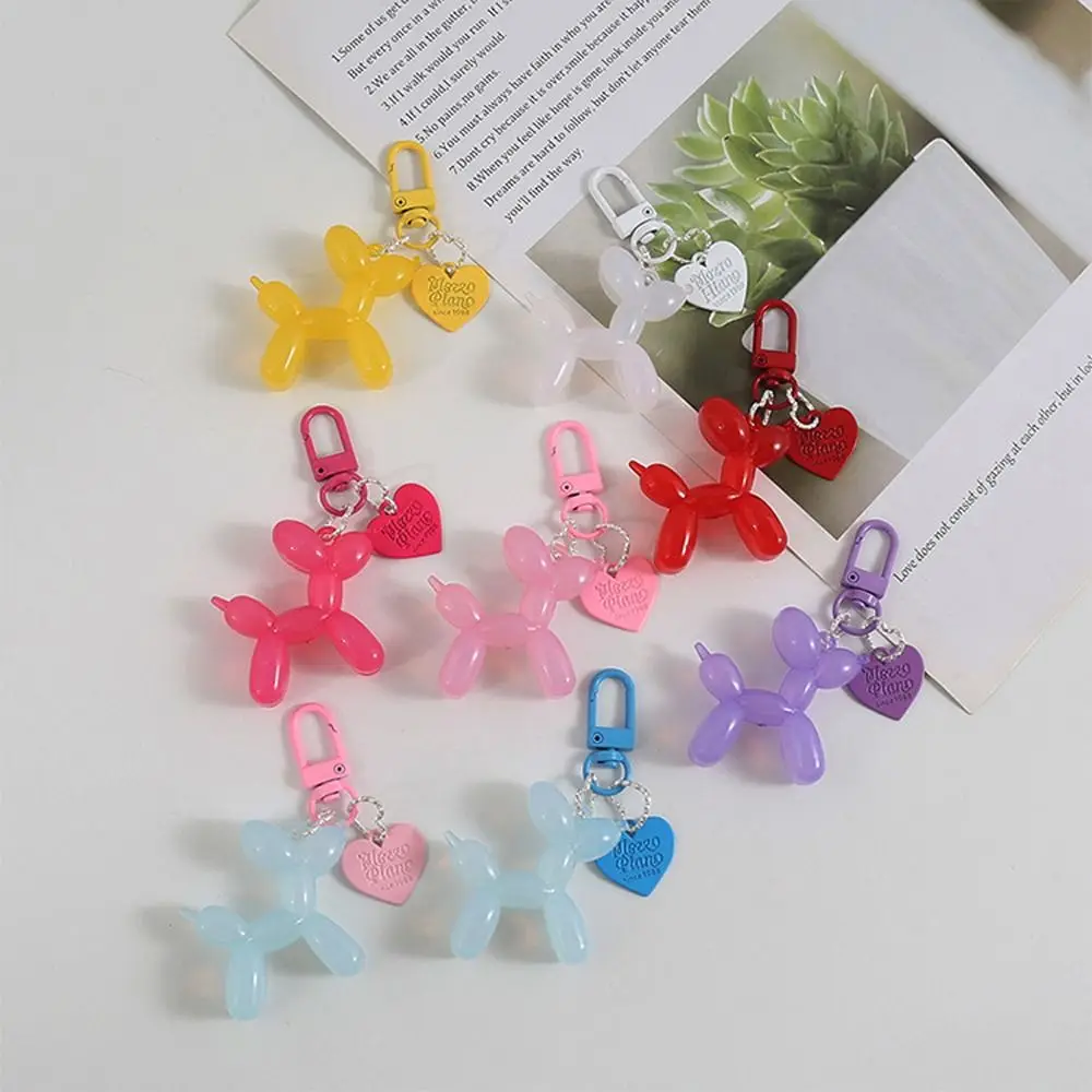 Cute Jelly Dog Key Chain Colorful Flower Heart Cartoon Key Ring Car Bag Pendant Gift