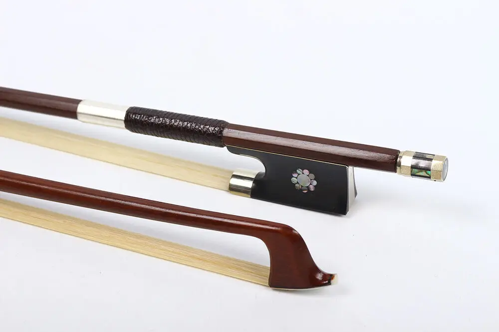 4/4 Full Size Violin Bow Brazilwood Stick Natural Horse Hair Inlay Ebony Frog Beautiful Inlay Upright Well Balance Professional