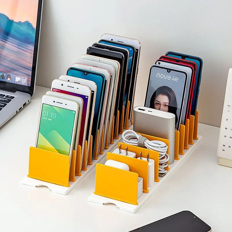 

Базовые держатели для мобильных телефонов Упрощенная подставка чистого цвета Настольный ящик для хранения вещей Приемная классификационная стойка