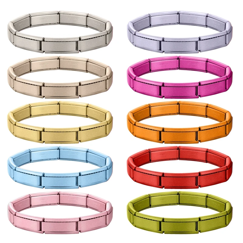 Stainless Steel Elastic Long Italian Links Charm Bracelet 9mm Width Simple Design Bangle Men Women DIY Making Jewelry Wholesale