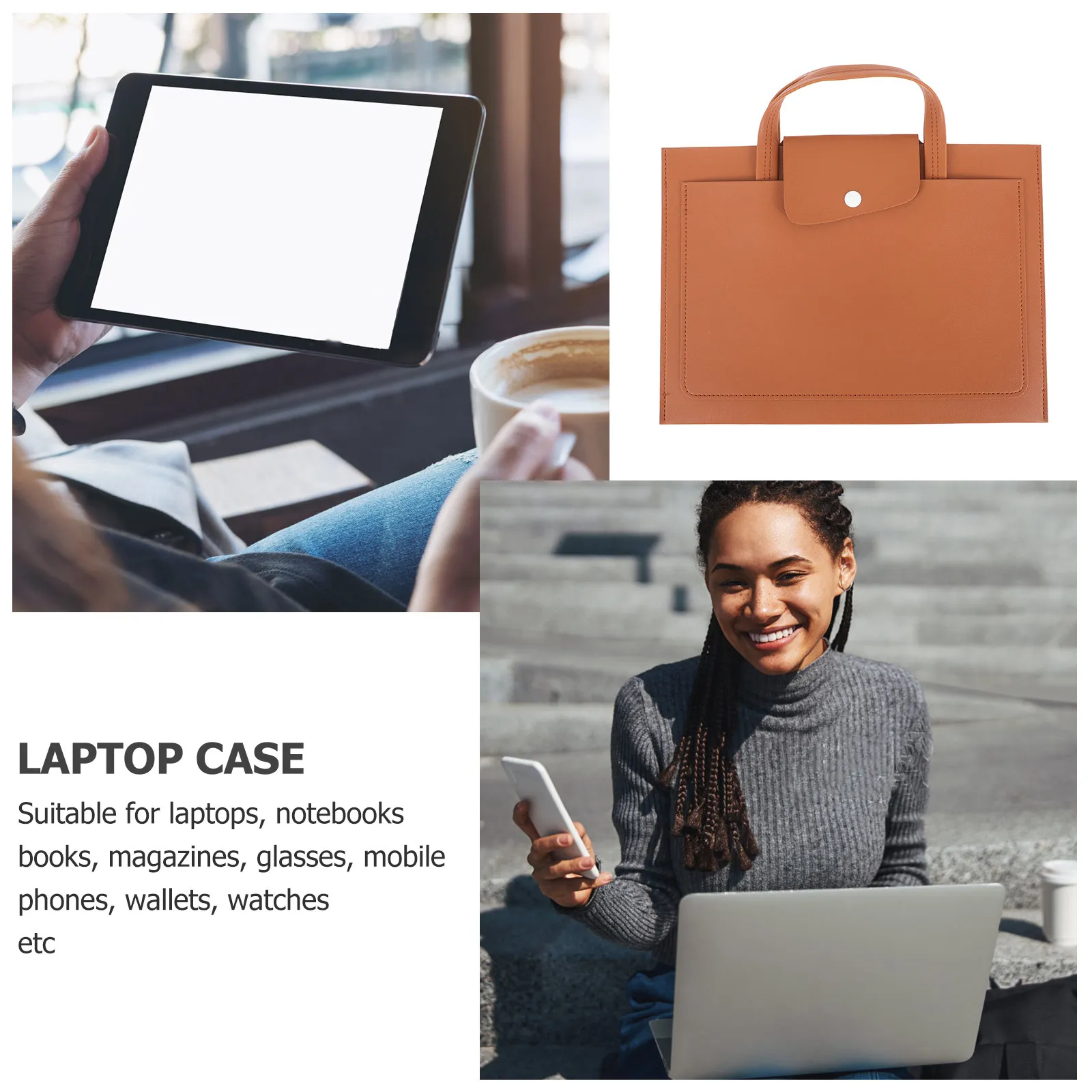 

Laptop Bag PU Slim Lightweight Computer Bag for Business Trip Travel Tablet Carrying Portable Storage Sleeve