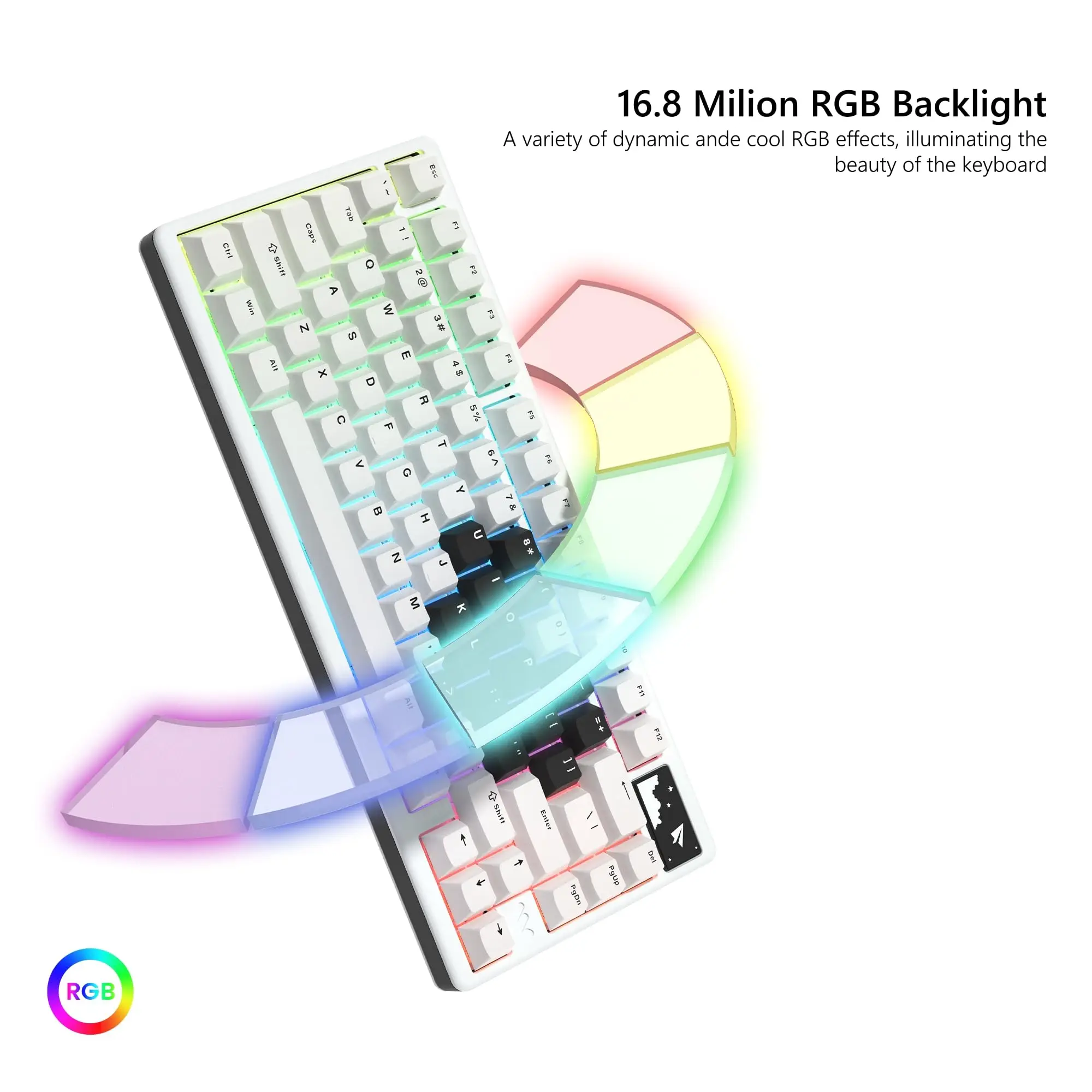 

Womier SK71PRO Белый QMK/VIA 75% Беспроводная игровая клавиатура Алюминиевая трехрежимная механическая клавиатура с ЧПУ Клавиатура с горячей заменой RGB-подсветкой