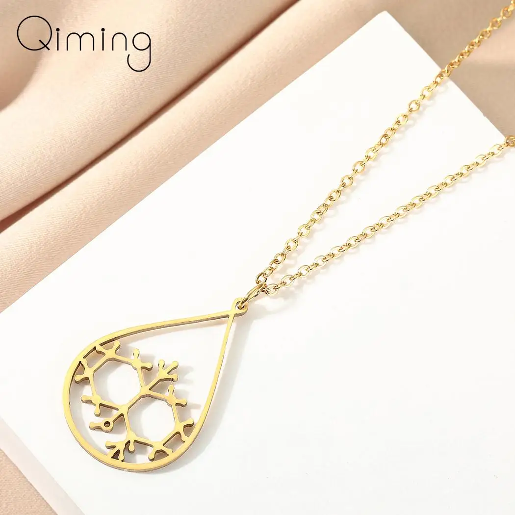 Stainless Steel Petrichor Geosmin Molecule Necklace Women Female Science Jewelry Chemistry Pendant Necklace Gift