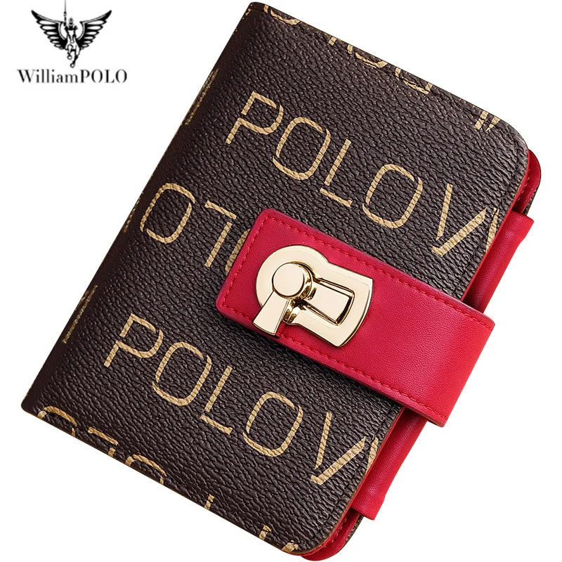 

WILLIAMPOLO Luxury Brand Women's Wallet PVC Synthetic Leather Short RFID Blocking Wallet Fashion Credit Card Holder Wallet Women