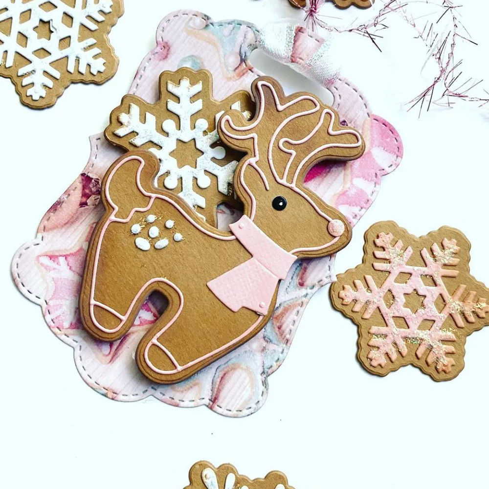 KSCRAFT Christmas Deer Cookie Metalowe matryce do wycinania Szablony do scrapbookingu DIY Dekoracyjne wytłaczanie DIY Kartki papierowe