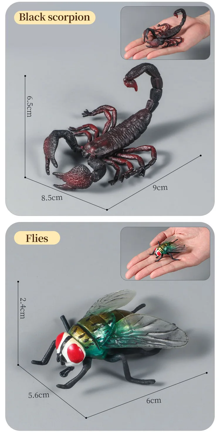 Pädagogisches Insekten-Tiere-Modell-Spielzeug-Set mit Schmetterling, Biene, Libelle, Mantis, Ameise, Schnecke, Actionfiguren für Kinder, Sammlung, Dekoration – Detail 11