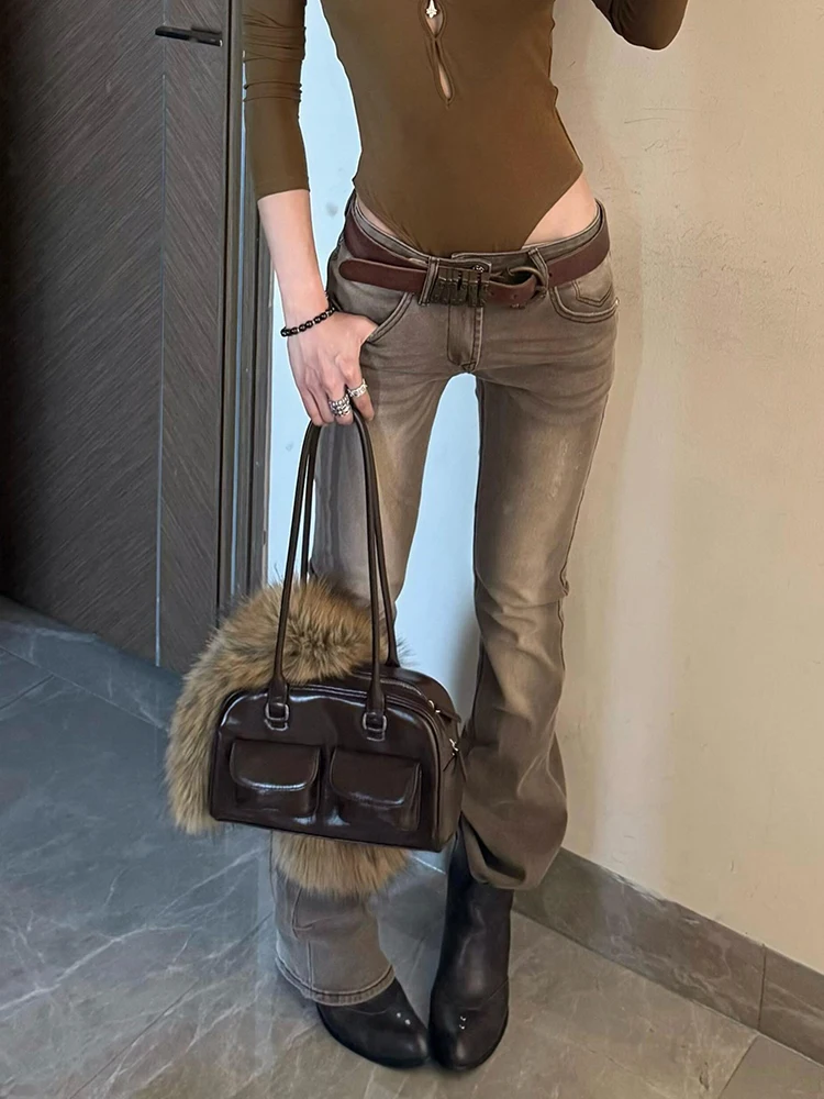 

Американские джинсы с низкой посадкой в уличном стиле для женщин, Y2K, миллениум, сексуальные, для красоток, нейтральный стиль, свободный крой