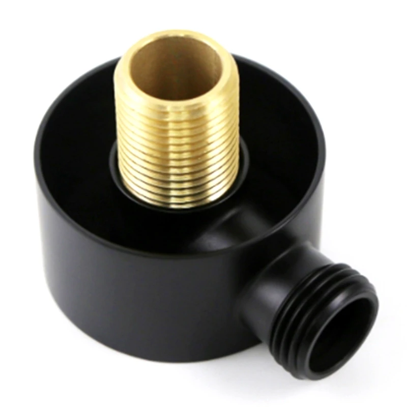 Wall Supply Elbow,Brass Round Wall Mount Shower Hose Connector Accessories G1/2Inch Water Outlet for Shower-Black