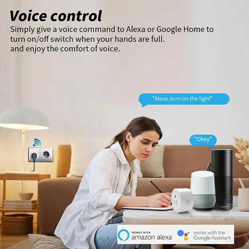 Xiaomi 10A WiFi Smart Socket Timer Function US Plug Tuya Smart Life App Control Voice Control Works With Alexa Google Home