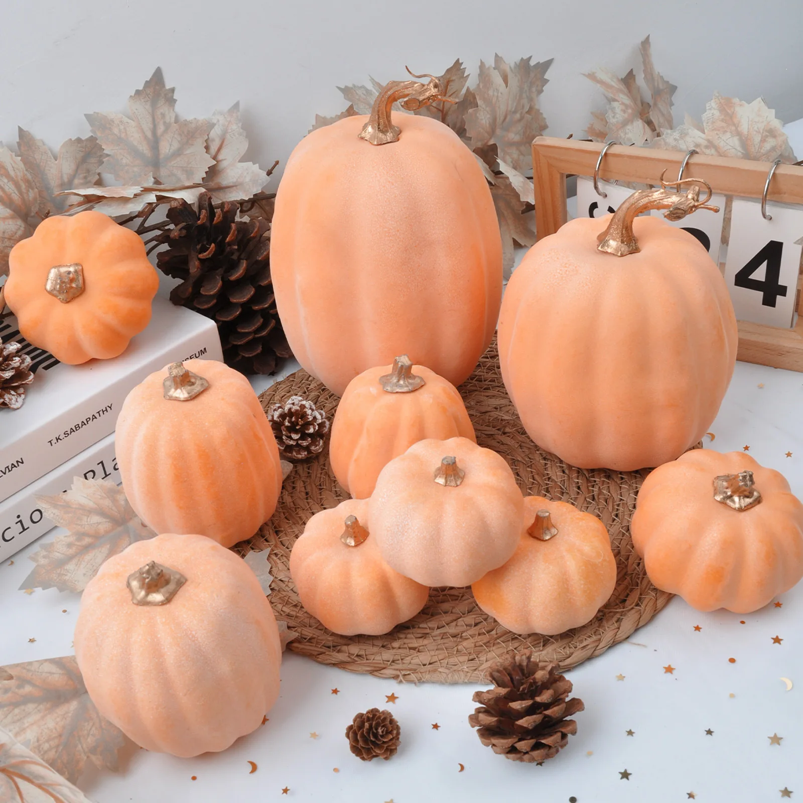 1Set Halloween Pumpkins Decor Foam Fake Pumpkins for Autumn Thanksgiving Halloween Farmhouse Table Realistic Decorations - view 3