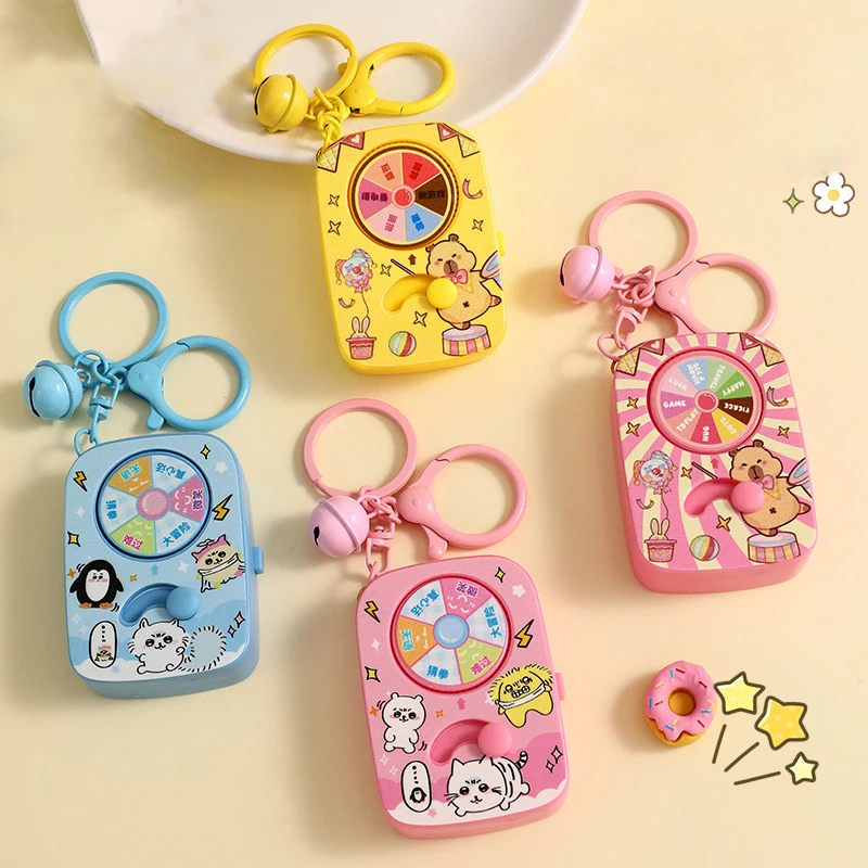 Grappige Huisdier Glow Spin Happy Truth Or Durf Game Party Sleutelhanger Schattig Patroon Kat Pinguïn Clown Ballon Capybara Circus Sleutelhanger