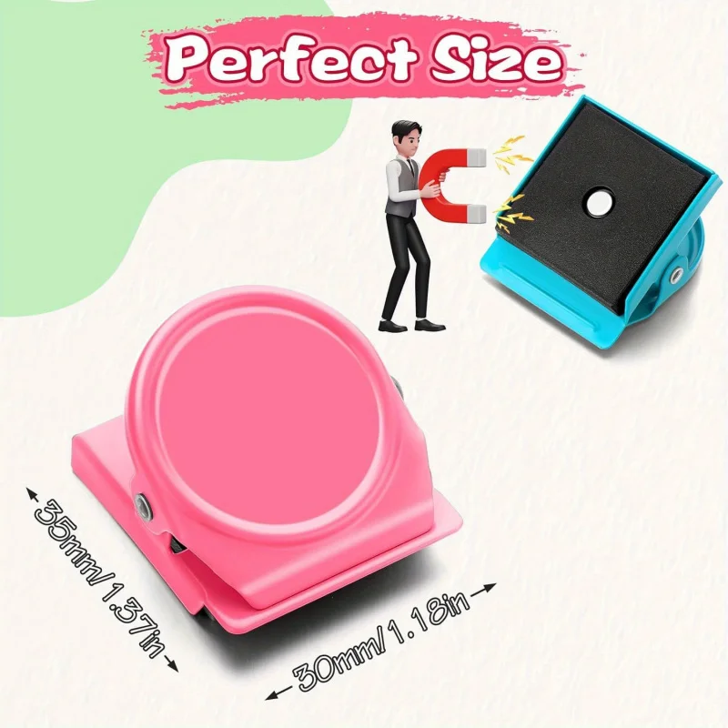 6 Pcs，Refrigerator magnet clips, heavy-duty metal magnetic clips for photos and documents for home and office teaching purposes