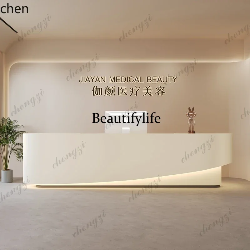 ZML Office Painted Bar Counter Company Hotel Yoga Studio Training Class Front Desk Reception Cashier Counter