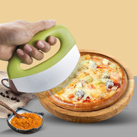 Pizza Cutter with Cover Stainless Steel Food Chopper Pizza Slicing Herb Cheese Knife Cutter Manual Pizza Cutting Kitchen Tool