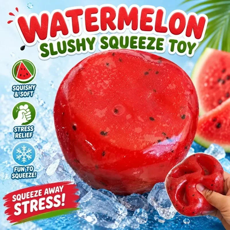 Handmade Watermelon Slushy Squeeze Toy Realistic Soft Fruit Squishy Slow Rebound Stress Relief Toy Novelty Funny Halloween Gift