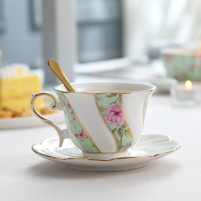 1PC British Style Gold-Bordered Coffee Cup Set for Home Elegant Luxury English Afternoon Tea Cups Kit/Milk Mug/Drinking cup