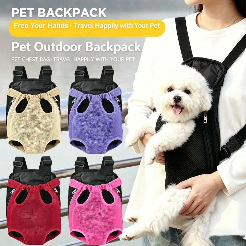 Pet Carrier Bag Double Shoulder Breathable Portable Travel Pet Dog Carrying Backpack Mesh Carrier Front Bag for Small Dog Cats