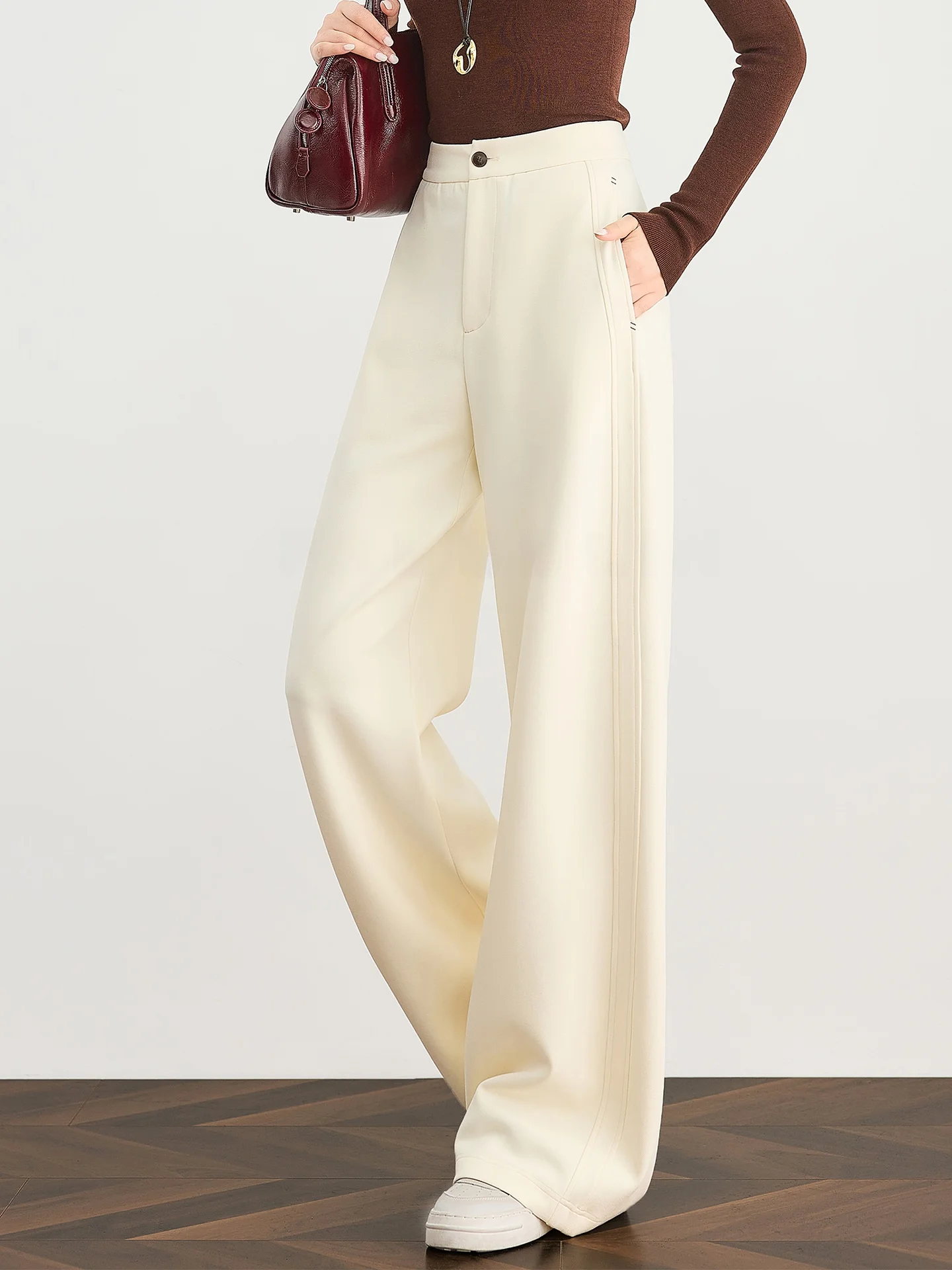 

Брюки FALIN с широкими штанинами, свободного кроя, струящиеся, повседневные, в пол, весна-осень, с высокой талией, прямого силуэта, для офиса