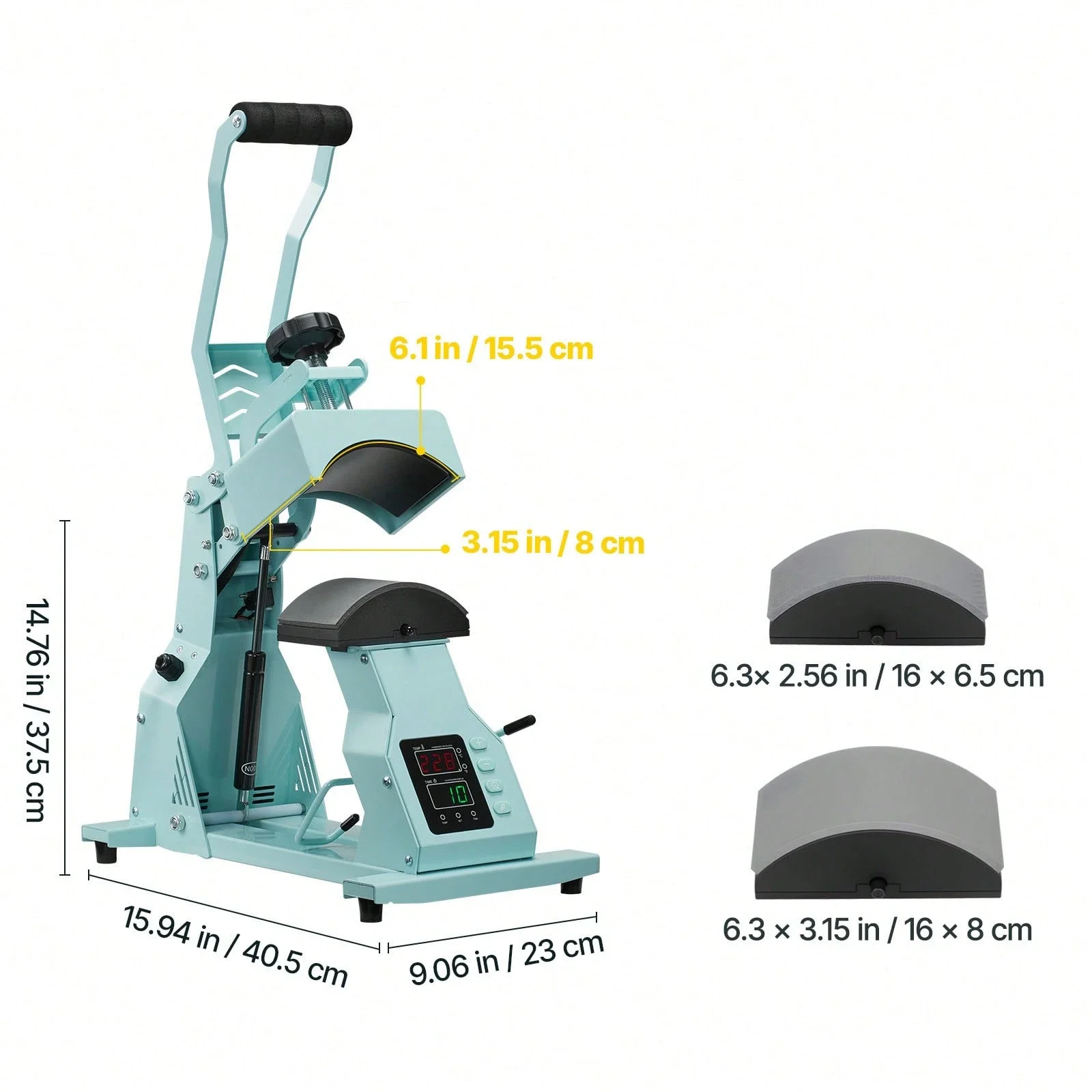 

Hat Heat Press Machine With 2 Interchangeable Platens Precise Temp Time Control For Caps Sublimation