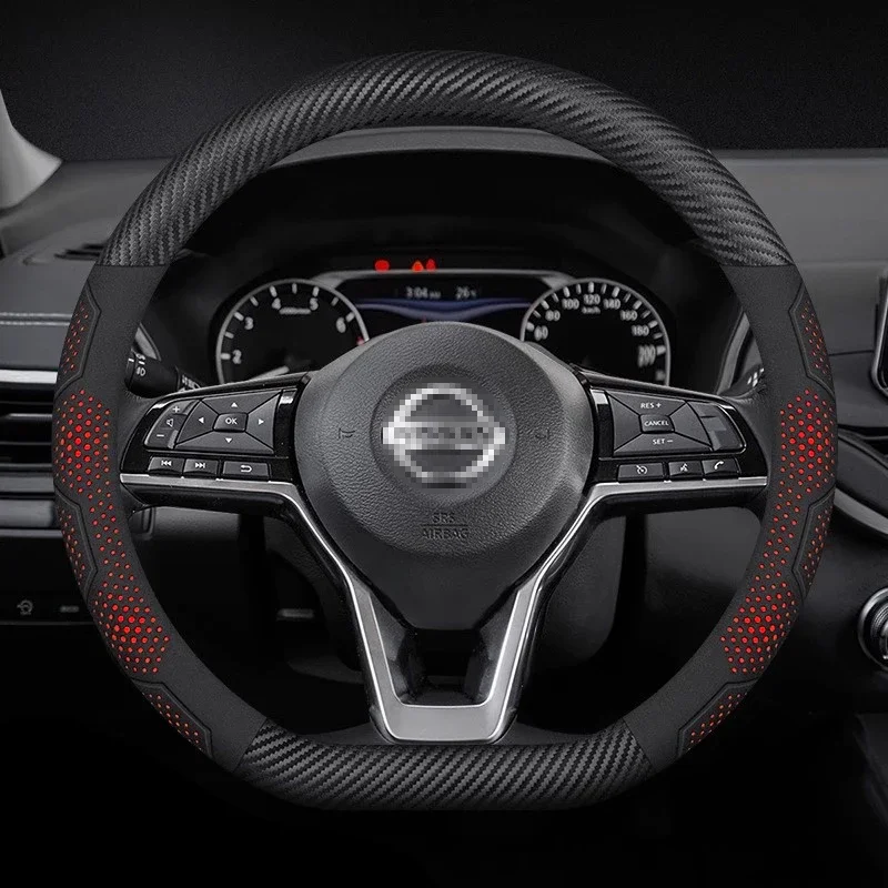 Carbon Fiber Leather Car Steering Wheel Cover Suitable for Nissan Qashqai J11 J10 Leaf X-Trail Tiida Sentra Teana Note