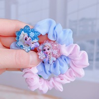 5PCS Disney Frozen Hair Scrunchies Hair Rope Elsa Cartoon Barrettes Hairpin Rubber Band Fashion Sequin Blue Pink Girls Headwear