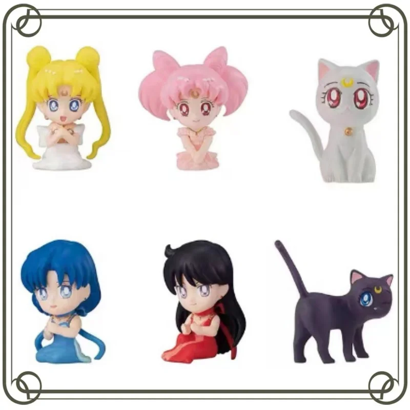 

Bandai Sailor Moon Anime Figures Tsukino Usagi Luna Chibiusa Queen Serenity Artemis Data Cable Action Figures Model Kids Toy