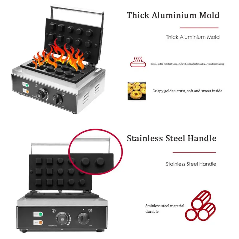 Maszyna do przekąsek 15 sztuk Maszyna do robienia skorupek do tarty jajecznej Maszyna do robienia gofrów do tarty jajecznej Elektryczny piekarnik piekarniczy Komercyjny sprzęt do pieczenia