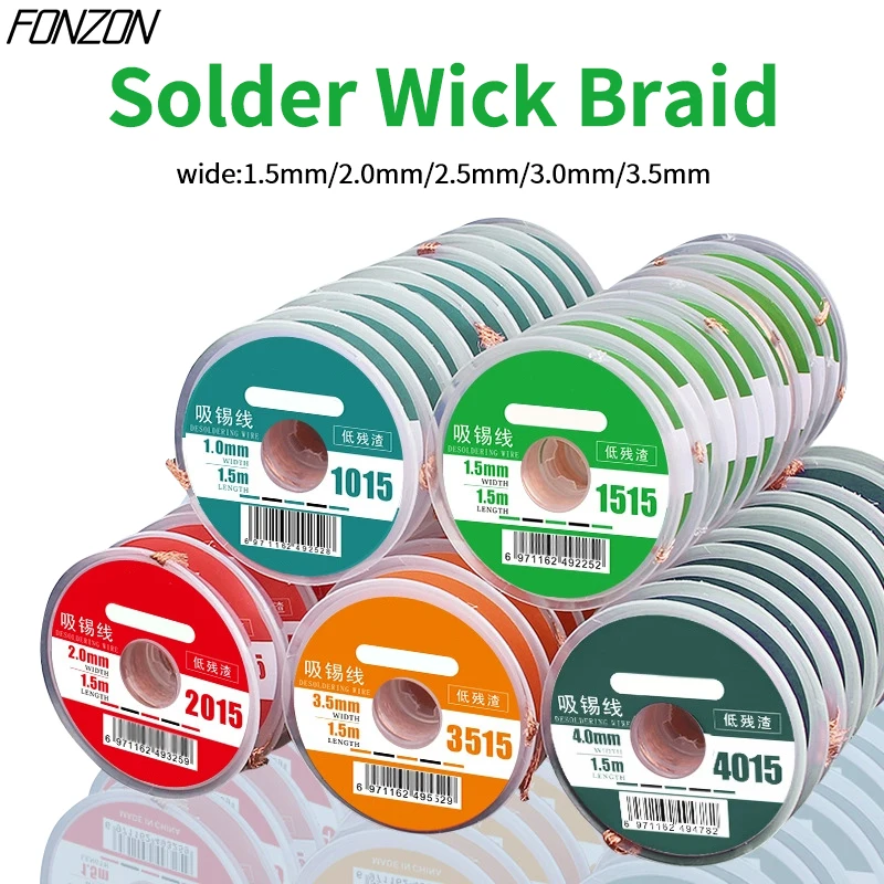 

1.5-3.5mm Desoldering Mesh Braid Tape Copper Welding Point Solder Remover Wire Soldering Wick Tin Lead Cord Flux For Soldering