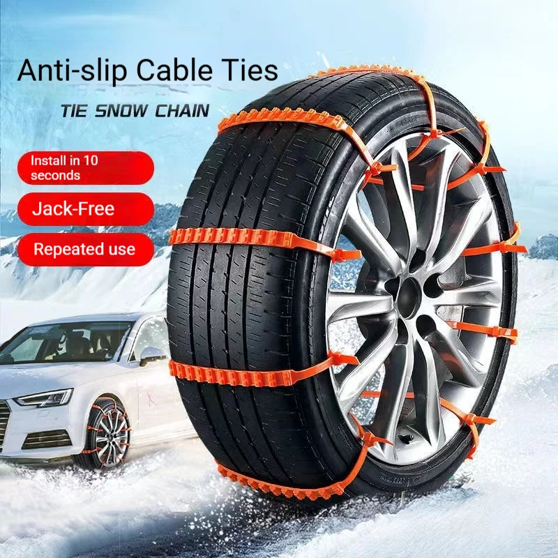 50-Pack Car Anti-Slip Chains for Sedans, Suvs, Vans, and Off-Road Vehicles, Universal Snow Anti-Slip Chains, Essential Anti-Slip Items for Cars