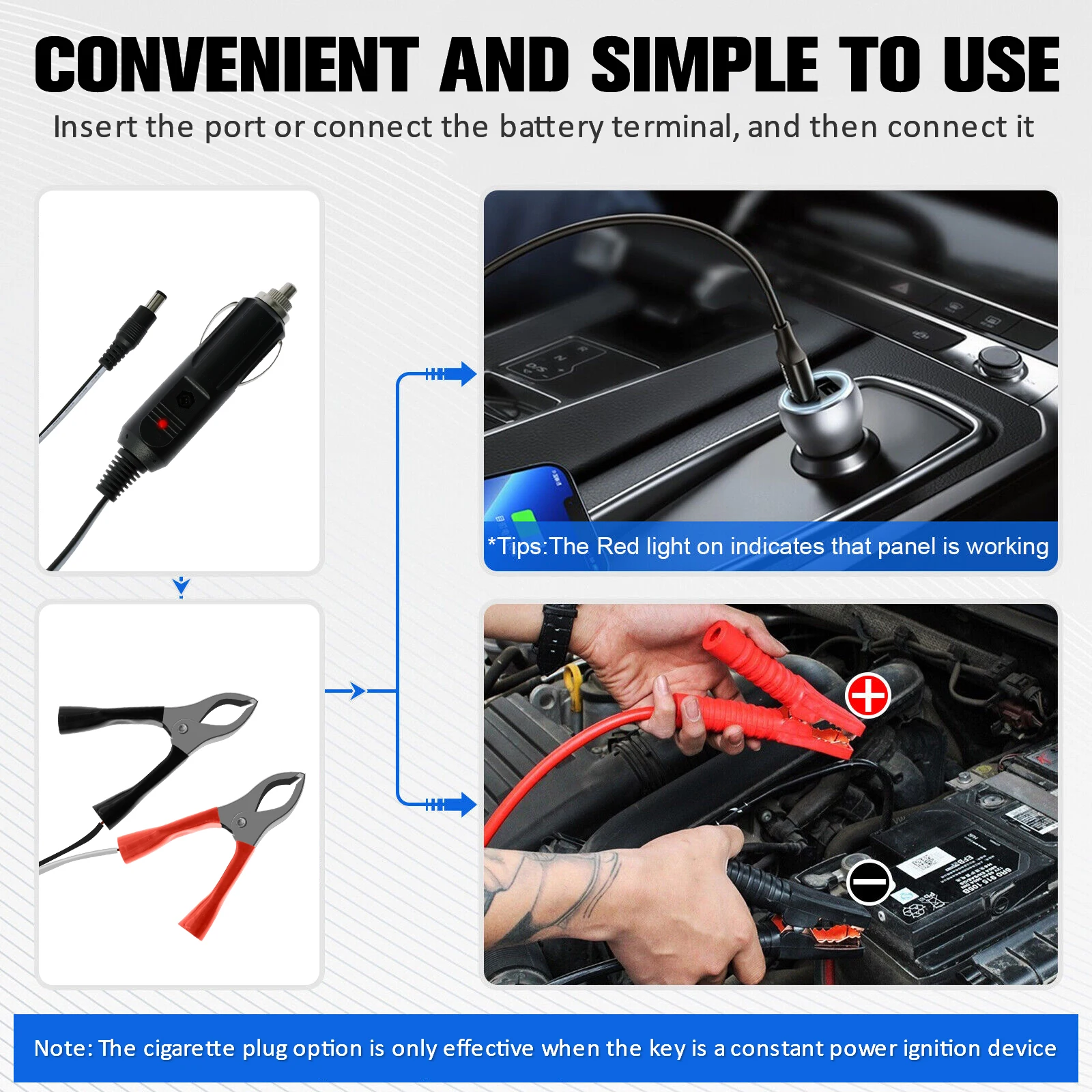 10W Solar Panel Kit 12V Waterproof Solar Trickle Charger Portable Solar Powered Charger Car Battery Maintainer for Car RV Boat