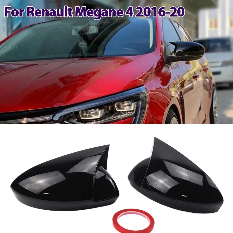 

Black add-on Rearview Mirror Cap Wing Side Mirror Cover Fit For Renault Megane 4 MK4 2016-2020 Bat Rear View Mirror Cover