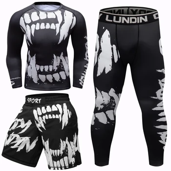 MMA Compression Jiu Jitsu T-Shirt Bjj Rashguard hommes kickboxing Sportsuit MMA T-shirt Muay Thai Shorts ensemble de boxe anti-éruption
