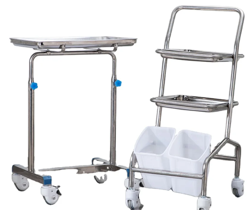 Medical Instrument Trolley Stainless Steel Treatment Cart With 3 Shelves For Beauty Salon & Hospital Use
