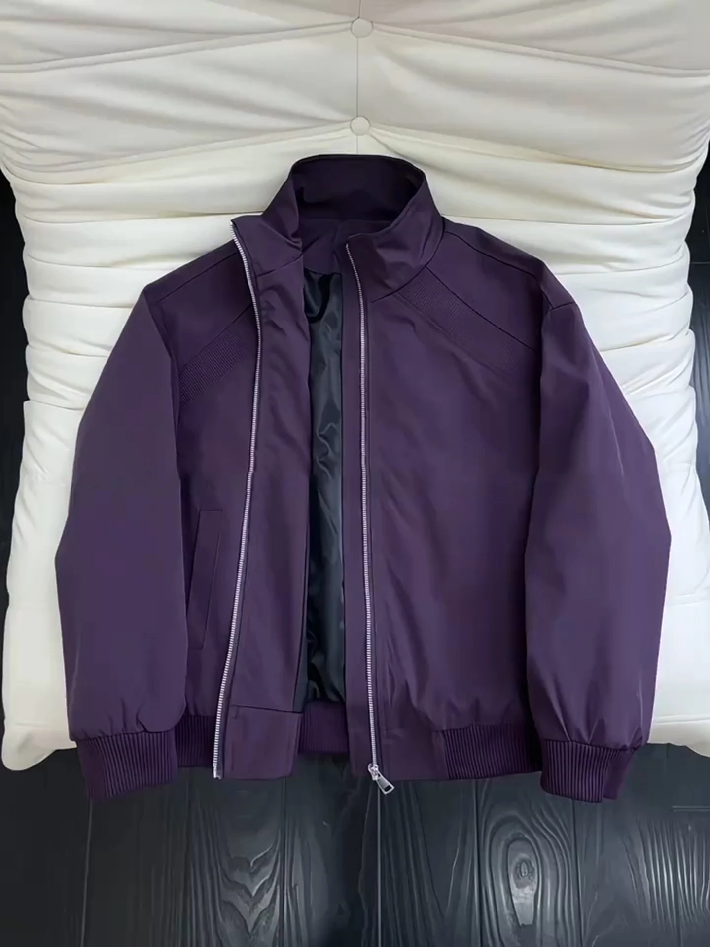 

k Purple American Sle Stand Collar Flight Jaet Men's High-End ort Coat Trendy Baseball orm Loose Fit Spring Autumn