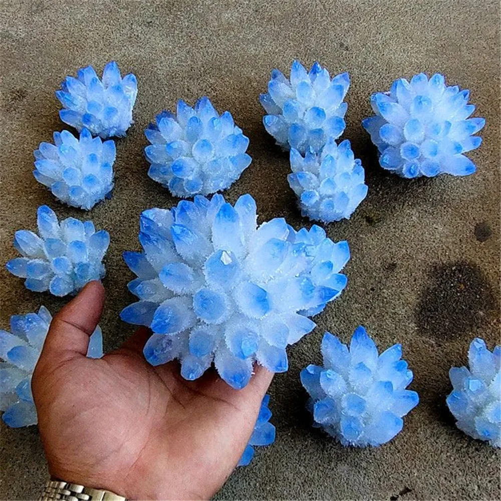 

300-400g Rare Beautiful blue Ghost phantom Quartz Crystal Cluster Specimen Healing 1pcs There is no base