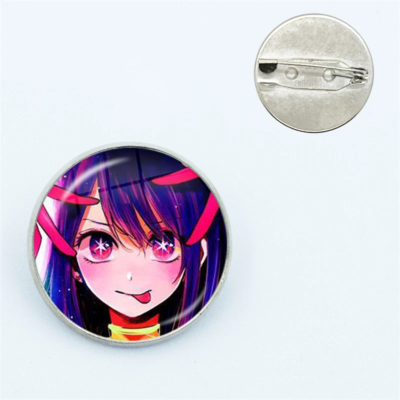 Japanese Anime Oshi no Ko Pin Glass Dome Brooches Shirt Lapel Teacher Tote Bag Backpacks Badge Cartoon Gift Brooches Pins Gift image 3