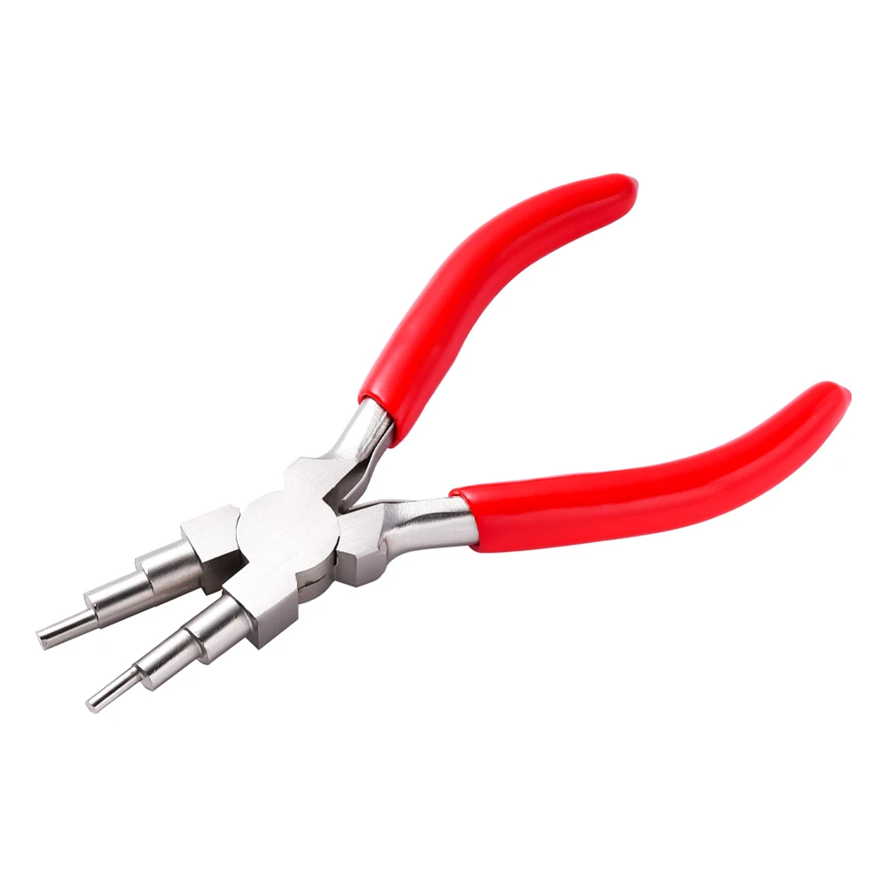 PandaHall 6-in-1 Bail Making Pliers, 45# Carbon Steel 6-Step Multi-Size Wire Looping Forming Pliers, for Loops and Jump Rings