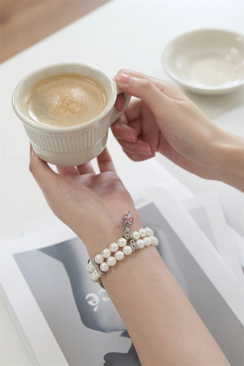 Correa de bola de Perfume de perlas de doble fila para Apple Watch, correa de 40/44mm SE7 6 5 4 para iWatch 38mm/42mm 3 2 1 muñeca de perla de ágata 41/45mm