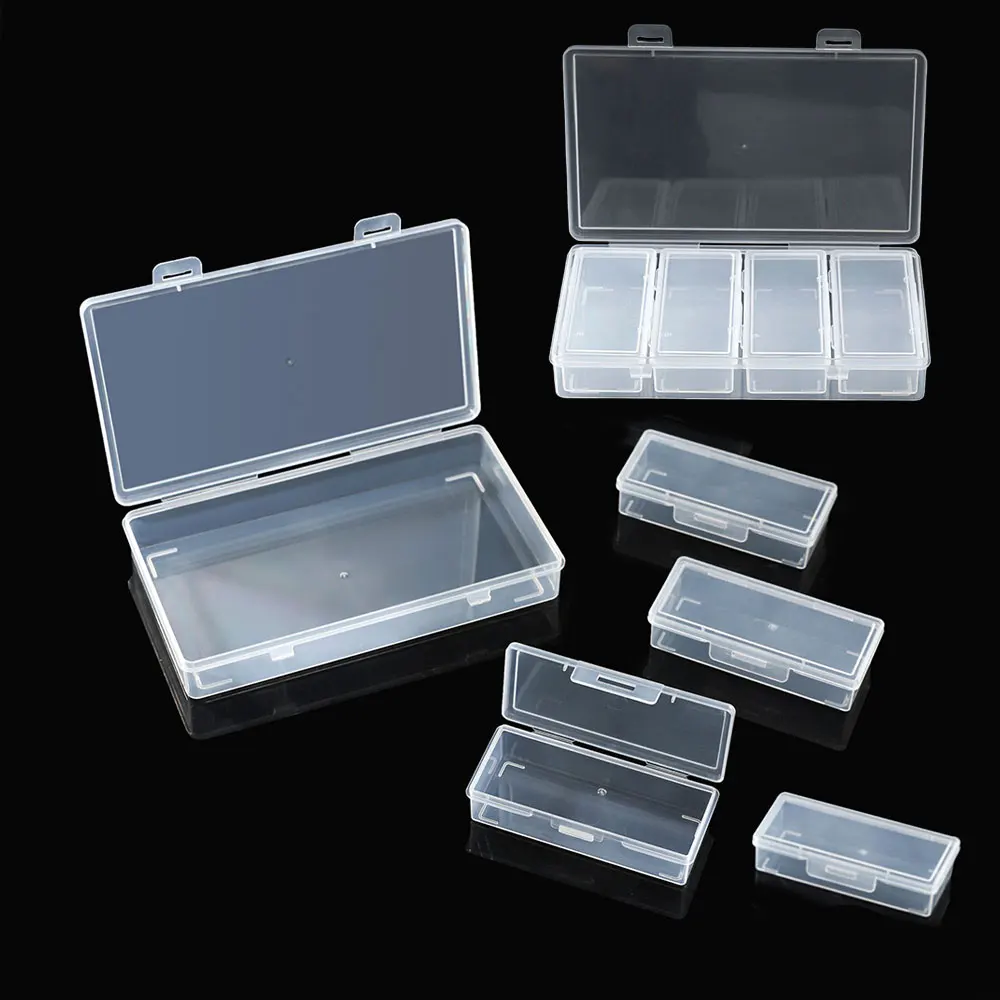 

Clear Plastic Organizer Box With 4 Adjustable Dividers Transparent Storage Box For Small Items Jewelry Beads Crafts Hardware